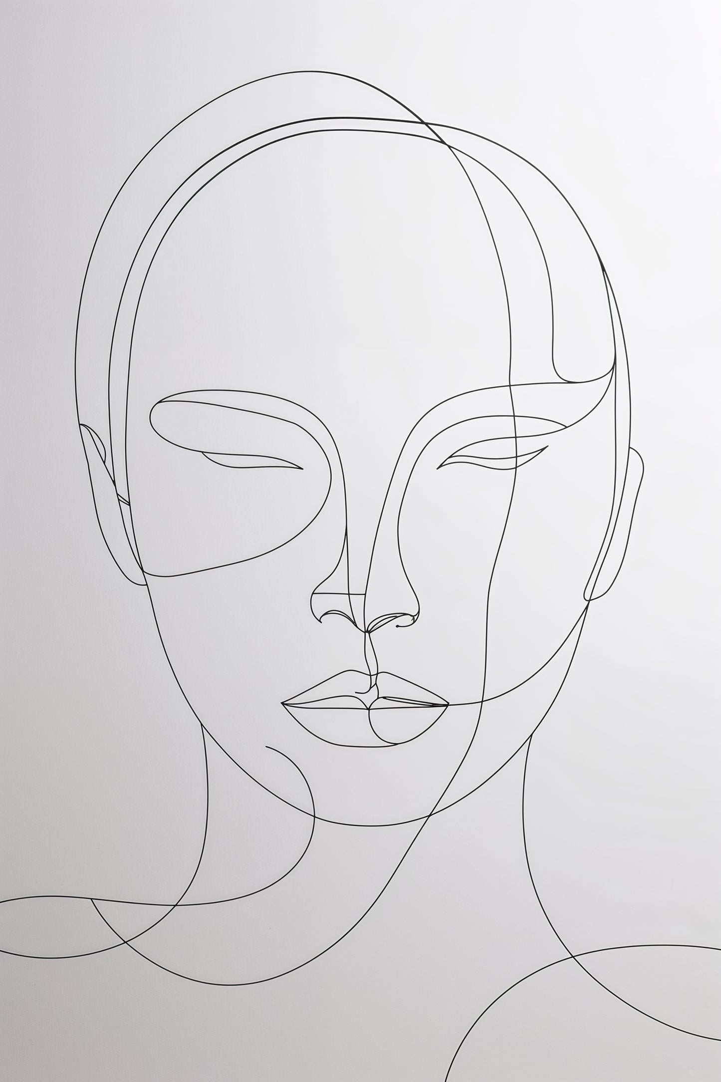 Art Abstrait 3 Visages Minimalistes