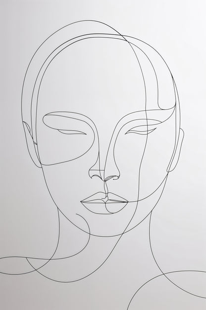 Art Abstrait 3 Visages Minimalistes