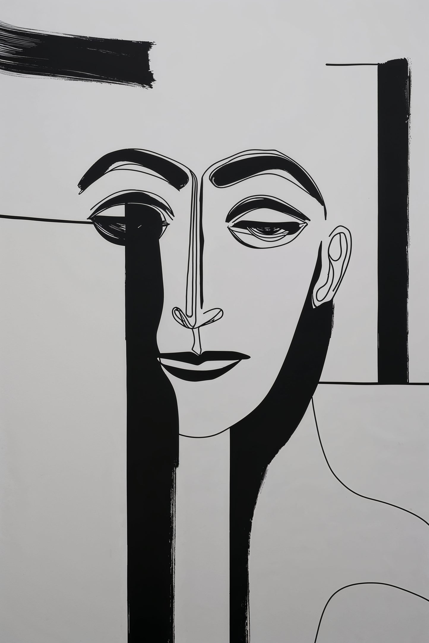 Art Abstrait 3 Visages Minimalistes