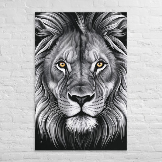 Lion Noir et blanc Yeux Or